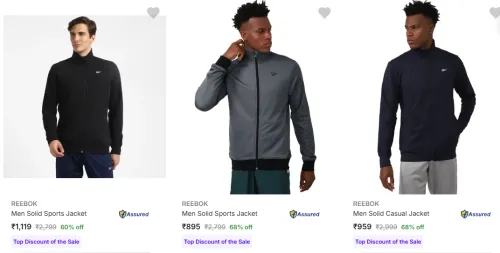 Image of Reebok Men's Jackets upto 68% Discount