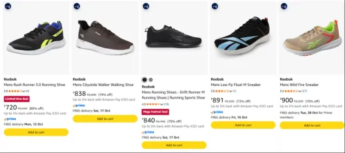 Image of Reebok Mens Sneaker at minimum 70% Discount