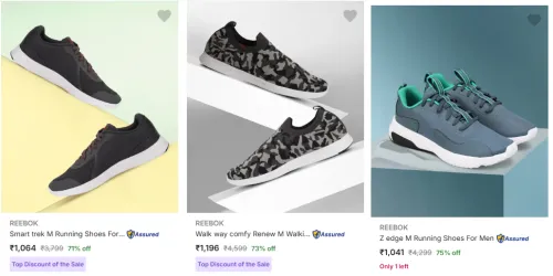 Image of Reebok Men’s Sports Shoes at minimum 71% Discount