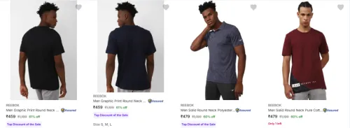 Image of REEBOK Men's T Shirts at minimum 60% Discount