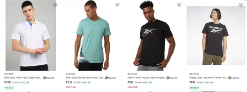 Image of Reebok Men's T-Shirts upto 68% Discount