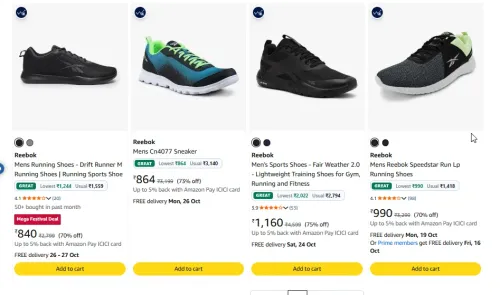 Image of Reebok Running Shoes at minimum 75% Discount