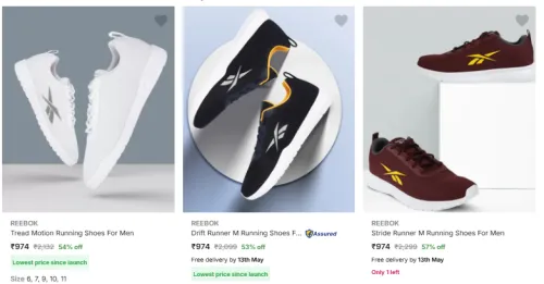Image of REEBOK Running Shoes For Men up to @ ₹54% Discount