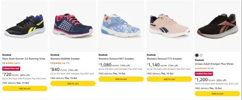 Image of Reebok Running Shoes upto 80% Discount