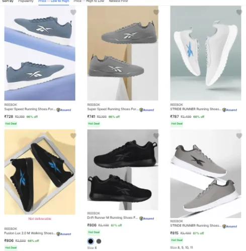 Image of Reebok Shoes Starting @ ₹728