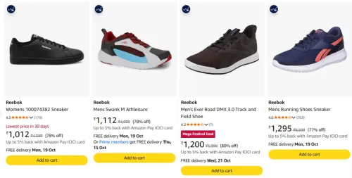 Image of Reebok Sneakers at minimum 80% Discount