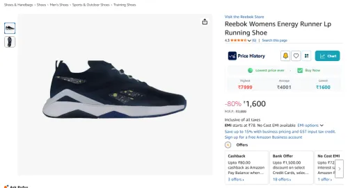 Image of Reebok Womens Energy Runner Lp Running Shoe