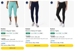 Reebok Womens Regular Tights at up to 77% Discount