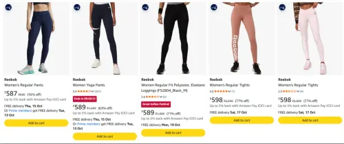 Image of Reebok Women's Regular Tights at up to 77% Discount