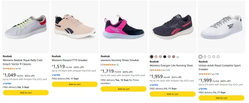 Image of Reebok Womens Shoes at minimum 60% Discount