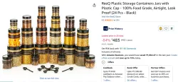 ReeQ Plastic Storage Containers Jars 24 Pcs