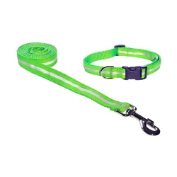 Reflective Nylon Dog Collar Leash Set
