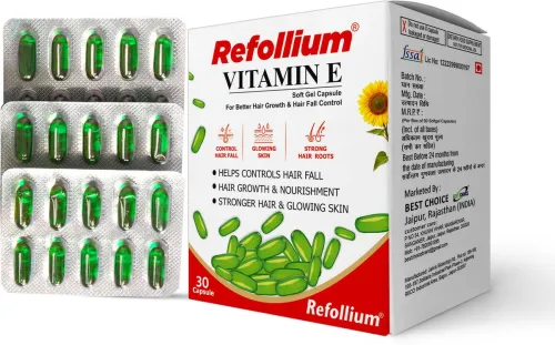 Image of Refollium Vitamin E for Glowing Skin & Stronger Hair (30 Capsules)