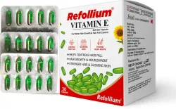 Refollium Vitamin E for Glowing Skin & Stronger Hair  (30 Capsules)