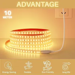 Refu1200 LEDs 10 m Yellow Steady Strip Rice Lights