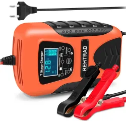 REHTRAD Fully Automatic Car Battery Charger, 6A 6V/12V Bike Battery Charger