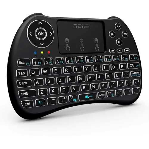 Image of (2017 Backlit Version)REIIE H9+ Backlit Wireless Mini Handheld Remote Keyboard with Touchpad Work for PC, Raspberry Pi 2