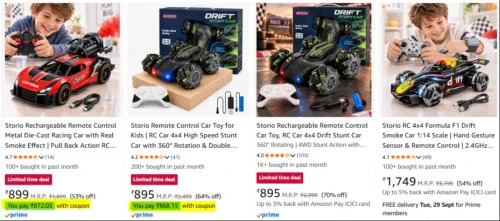 Image of Remote Control Car Starts @ ₹895 + Coupon