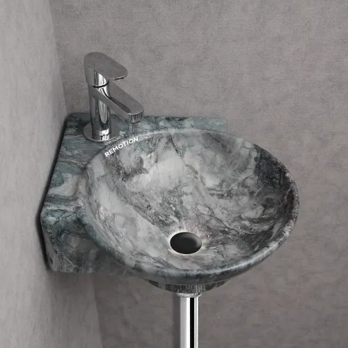 Image of REMOTION Wall Mounted Wash Basin for Bathroom | Wall Hung Corner Sink
