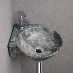 REMOTION Wall Mounted Wash Basin for Bathroom | Wall Hung Corner Sink