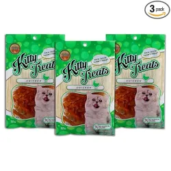 Rena Kitty Soft Chicken Jerky Cat Treats Pack of 3 (30g Each) | Protein & Fiber Rich Chewy Snacks for Cats & Kittens | T