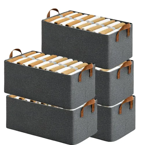 Image of RENVA 4PCS Collapsible Fabric Storage Cubes Organizer 