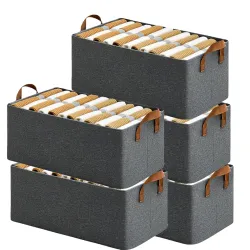 RENVA 4PCS Collapsible Fabric Storage Cubes Organizer 