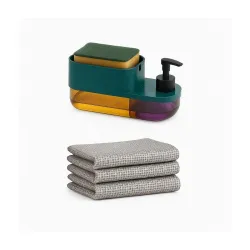 RERANT 3-in-1 Soap Pump Dispenser + Sponge Holder