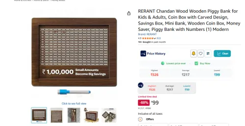 Image of RERANT Chandan Wood Wooden Piggy Bank 