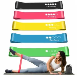 Resistance Bands Set of 5 – Skin-Friendly Loop Bands With 5 Resistance Levels, Ideal Exercise Band for Home Gym, Yoga, Pilates – Includes Carrying Case & Free Guide (Multicolor)