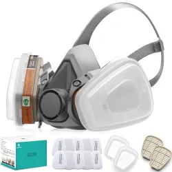 Respirator Gas Mask Reusable Half Face Cover with Filters for Painting,Spraying,Woodworking,Construction,DIY and Professional Work Protection Against Dust,Fumes,Organic Vapor,Chemicals,Asbes...