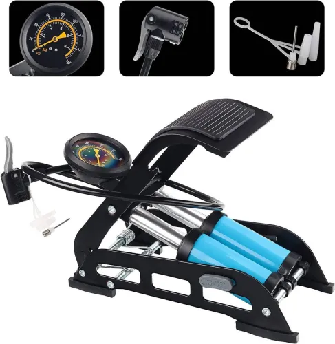 Image of RETLATE Advanced Double Barrel 160 PSI High-Pressure Bicycle Pump-Multi-color Car Bicycle, Car, Motorcycle, Volleyball P