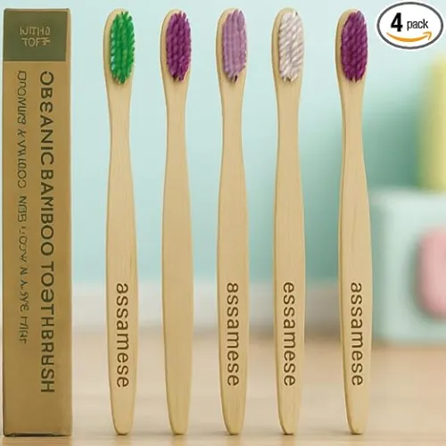 Image of Reusable (Set of 4) Organic Bamboo Toothbrushes