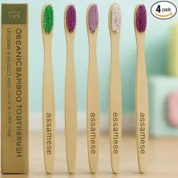 Reusable (Set of 4) Organic Bamboo Toothbrushes