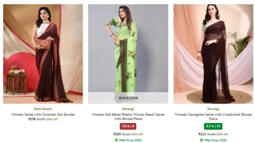 Image of Revangi Saree with Blouse Piece Upto 86% OFF