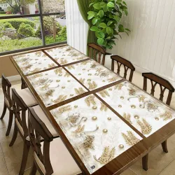 REVEXO Rectangular Pack of 6 Table Placemat  (Silver, PVC)
