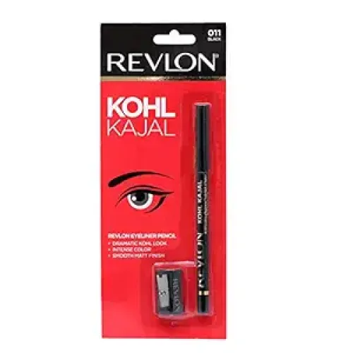 Image of Revlon Kohl Kajal Eye Liner Pencil With Sharpener, Black, 1.14g