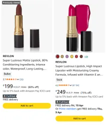 REVLON Lipstick @ Up to 80% Discount