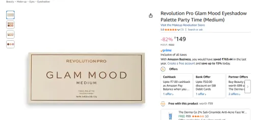 Image of Revolution Pro Glam Mood Eyeshadow Palette (Party Time)