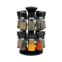 Revolving Herb And Spice Rack Tower Organizer With 16 Jar Bottles