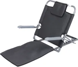 REWELL Portable Adjustable Bed Back Rest with Handle | Mild Steel | 6 Reclining Angles| Back / Lumbar Support (Grey)
