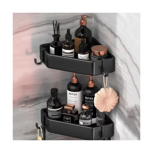 Image of Rewup Corner Shelf/Rack for Bathroom Without Drill Wall metal Self Adhesive Bathroom Shelf/Shelf for Kitchen Corner Rack