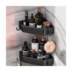 Rewup Corner Shelf/Rack for Bathroom Without Drill Wall metal Self Adhesive Bathroom Shelf/Shelf for Kitchen Corner Rack