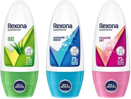 Image of Rexona Aloe Vera, Shower Fresh, Powder Dry Underarm Roll, (150 ml, Pack of 3)