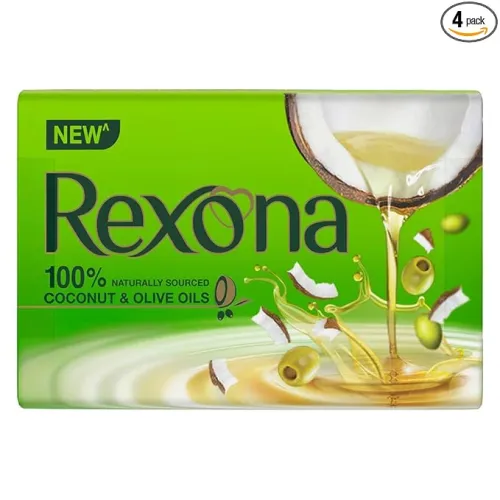 Image of Rexona Coconut and Olive Oil Soap For Silky Smooth Skin, 4X100 g