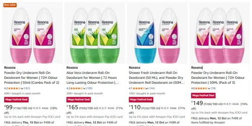 Image of Rexona Deodorant at minimum 75% Discount