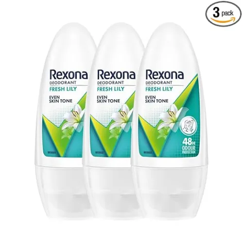 Image of Rexona Fresh Lily Underarm Roll-On Deodorant for Women | Even Skin Tone | 48H Odour Protection | 50ML (Combo of 3)