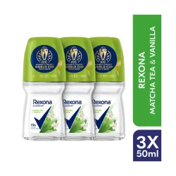 Rexona Matcha Tea Vanilla Roll-On Women 50ml Pack-3