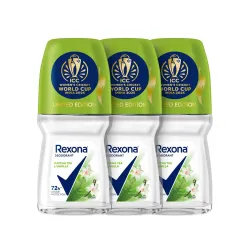 Rexona Matcha Tea & Vanilla Antiperspirant Roll-On | for Women | 72H Odour Protection | Limited Edition Pack - ICC Women’s Cricket World Cup India 2025 |50 ML (Pack of 3)