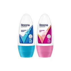 Rexona Shower Fresh Underarm Roll On Deodorantand and Powder Dry Underarm Roll Deodorant on, Po2 (50ML)